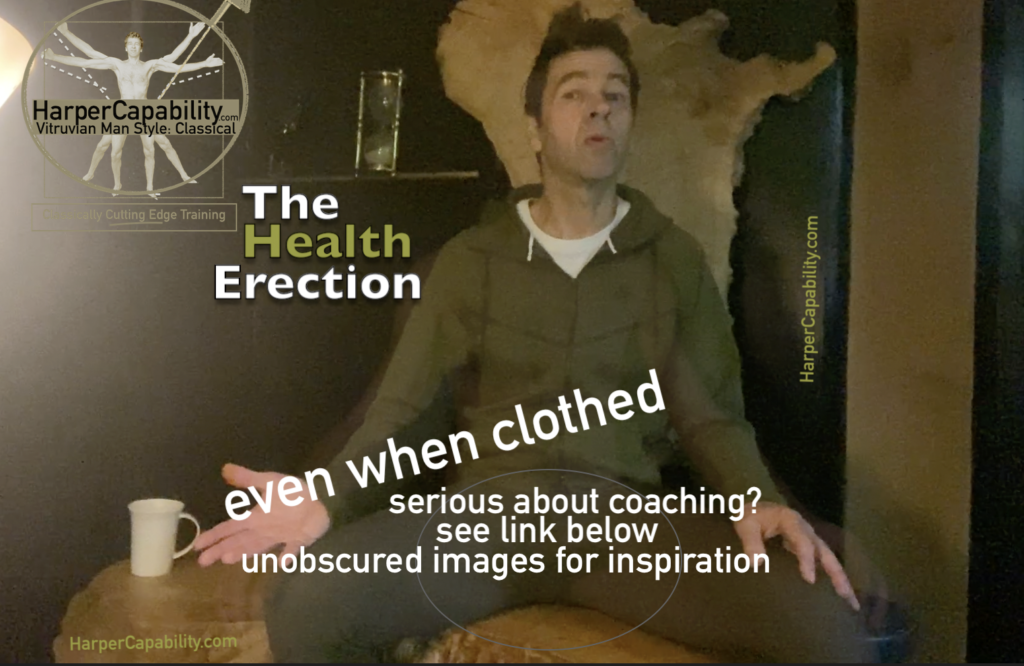 the erection coach with the health erection, that would be visible under track suit if text was not obscuring.