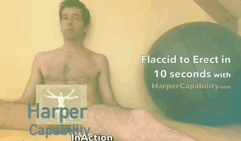 animated image of penis erecting- only penis tip is visible as rest obscured with banner